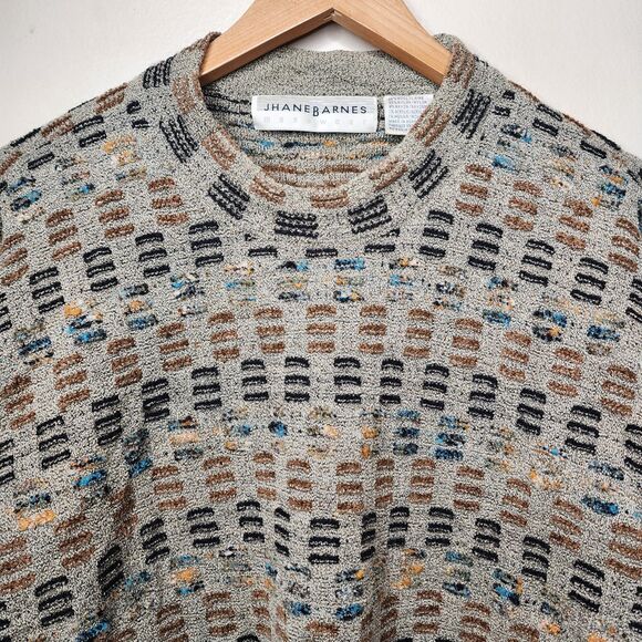 Vintage Jhane Barnes Sweater Textured Wool 80s 90s Mens Medium Dad Grandpa Golf - Picture 2 of 12